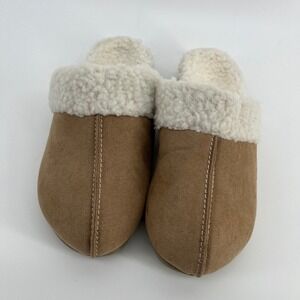 Powerstep ArchWear Orthotic Clog Slippers Tan Faux Fur Lined Slip On Comfort